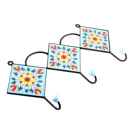 Turquoise Yellow Sunflower Ceramic Tiles Hooks Online